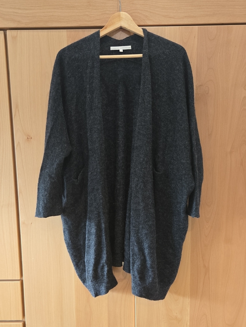 Lauren Manoogian Charcoal Open-Front Oversized Cardigan Alpaca Blend OS GUC